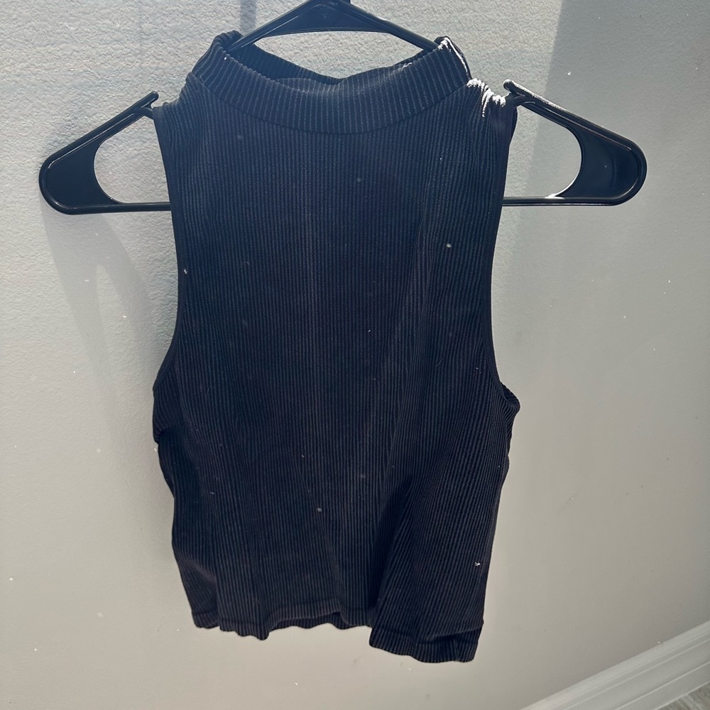 Black Sleeveless Ribbed Top